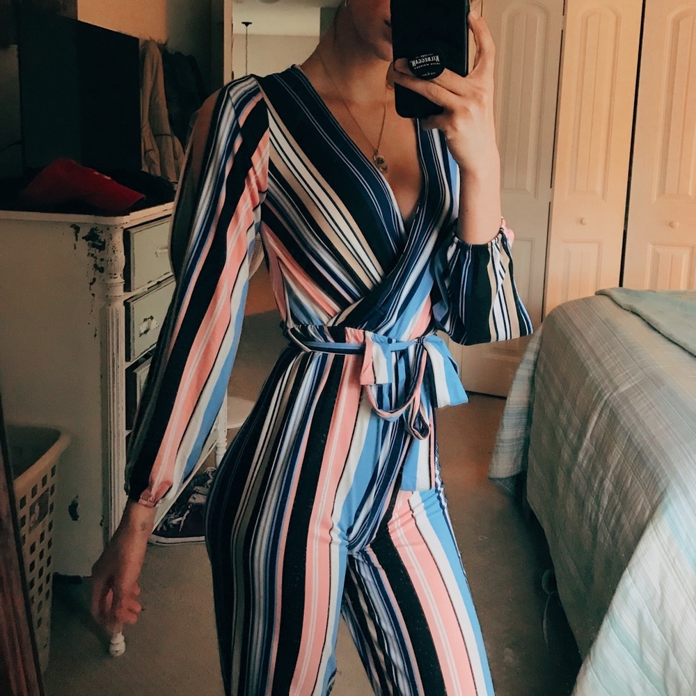 colorful striped jumpsuit!